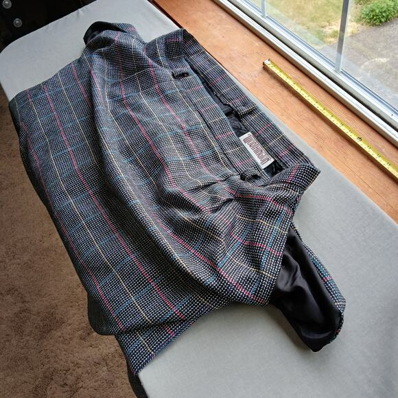 Worthington Vintage Wool Pencil Skirt 16 midi pockets black houndstooth +belt - Picture 7 of 16